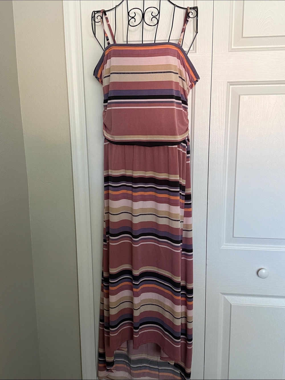Maurices Striped Maxi Dress in Mauve, Cream, Navy and Black